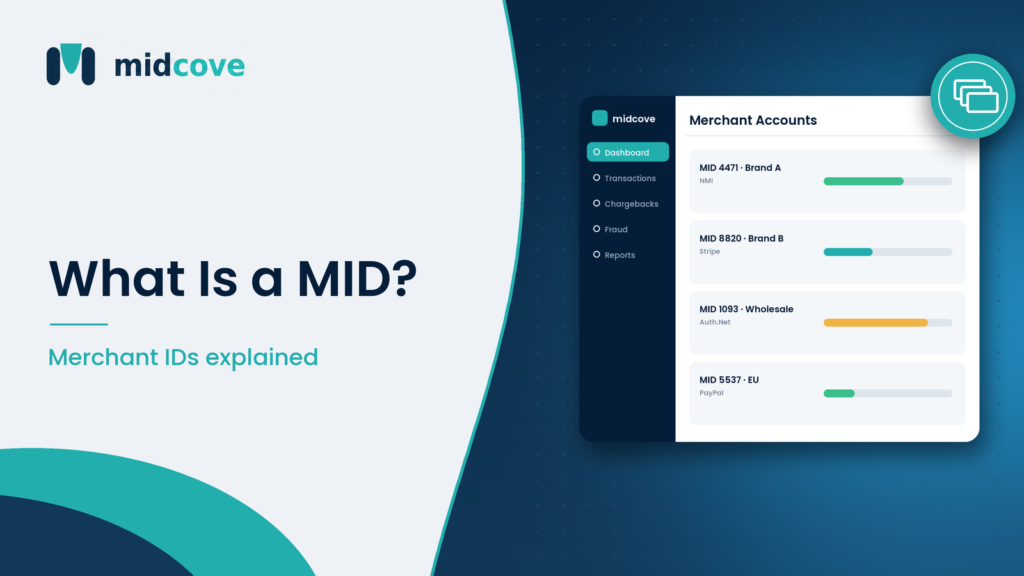 Merchant ID (MID) accounts listed in a payment dashboard